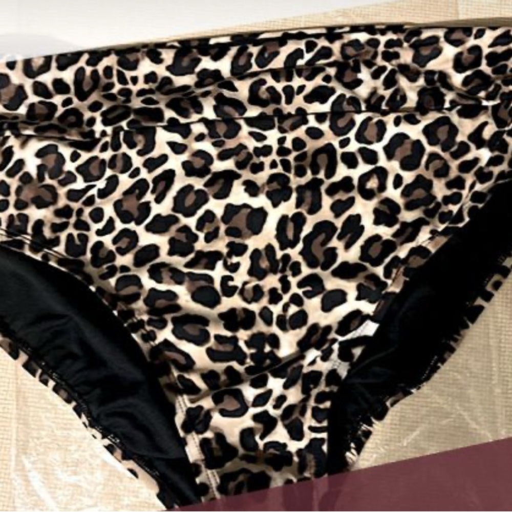 Maurices Leopard Print Swim Bottoms - Black and Tan XL NWT